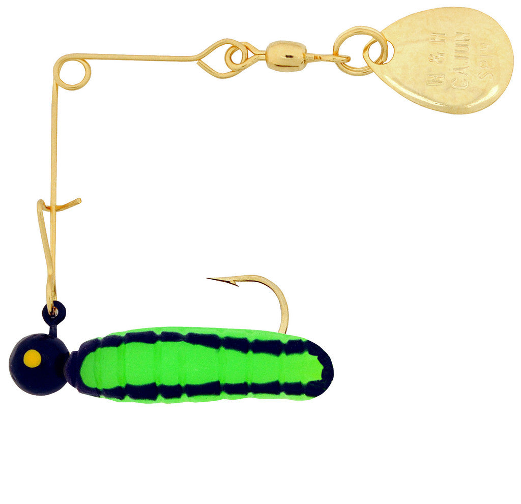 H & H Cajun Grub Spin-Gold 1/32Oz Green/Black Str