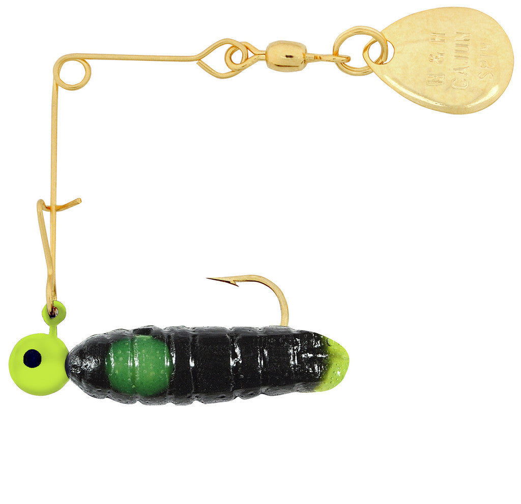 H & H Cajun Grub Spin-Gold 1/32Oz Black/Chart Tl