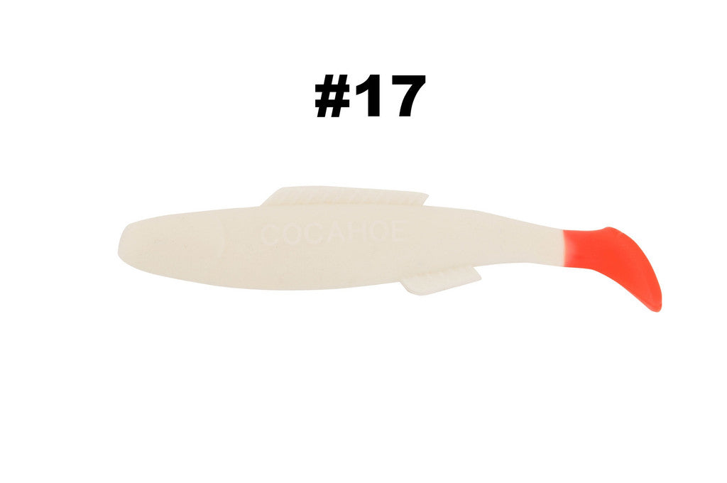 H & H Cocahoe Minnow Tail 3In 10Pk White/Fire Tail