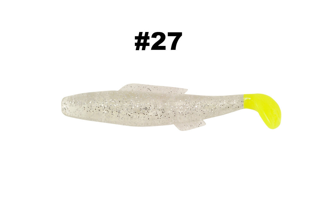 H & H Cocahoe Minnow Tail 3In 10Pk Clear Glt/Chart
