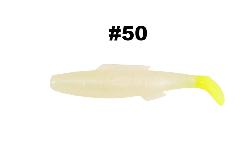 H & H Cocahoe Minnow Tail 3In 10Pk Glo/Chart Tail