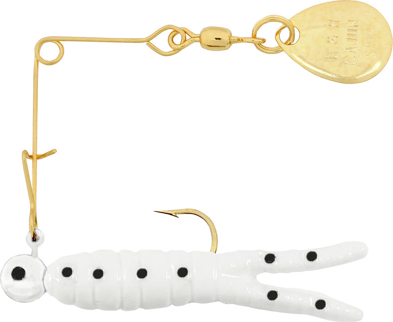 H & H Cajun Spin-Gold 1/16Oz White/Blk Dots