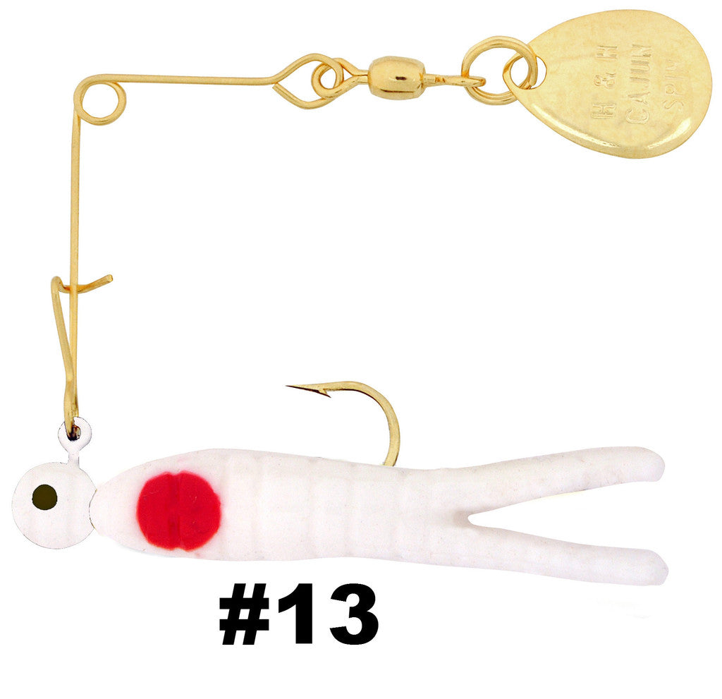 H & H Cajun Spin-Gold 1/16Oz White/Red Dot