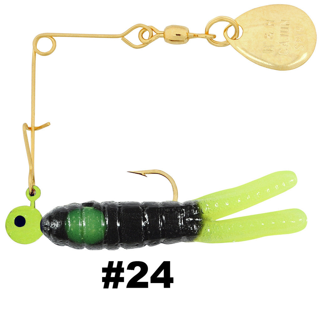 H & H Cajun Spin-Gold 1/16Oz Black/Chart Tl