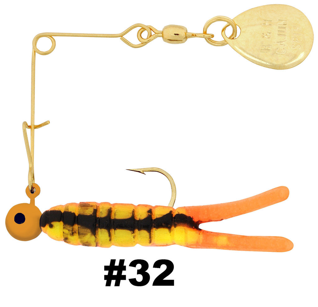 H & H Cajun Spin-Gold 1/16Oz Fire Orange Craw