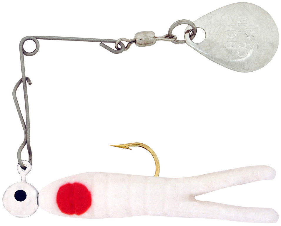 H & H Cajun Super Spin-Nickel 3/16Oz White/Red Dot