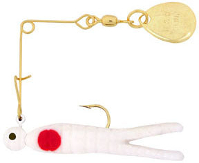 H & H Cajun Super Spin-Gold 3/16Oz White/Red Dot