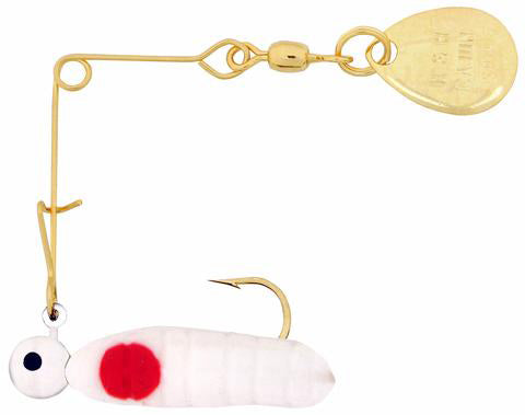 H & H Cajun Tiny Spin-Gold 1/32Oz White/Red Dot