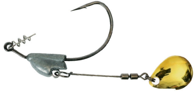 Owner Flashy Swim Twstlck Hook W/Cen Pin 5/0 1/4Oz Gold