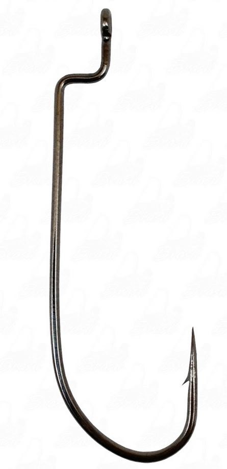 Owner Offset Worm Hook Black Chrome 5/0 6Pk