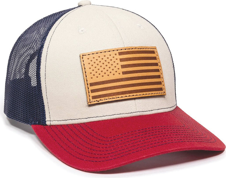 Outdoor Cap 6-Panel Mesh Back Cap Usa Stone/Navy 1Sz