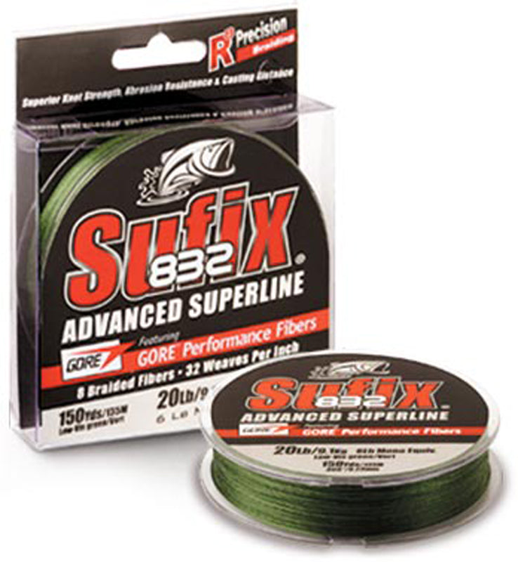 Sufix 832 Braid Line Lo-Vis Green 10Lb 150Yd