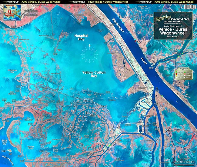 Standard Map Laminated Fishing Map Venice Buras Sandy Point