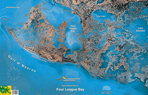 Standard Map Laminated Fishing Map Four League Bay