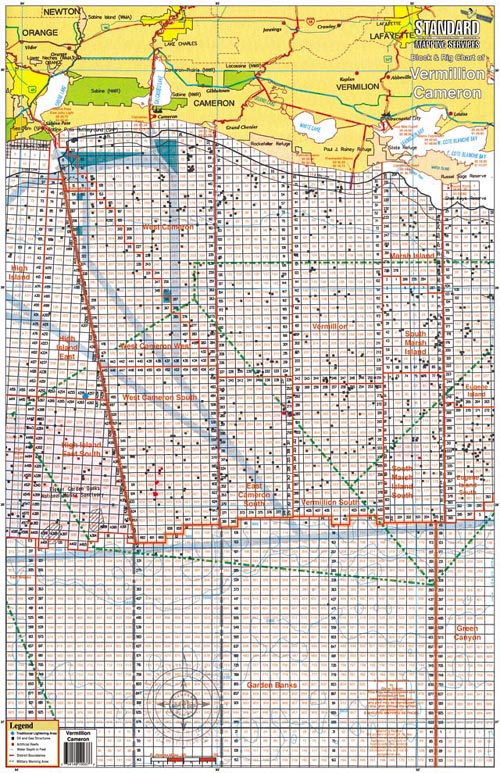 Standard Map Laminated Fishing Map Vermillion To Cameron