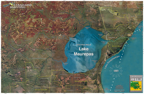 Standard Map Laminated Fishing Map Lake Maurepas