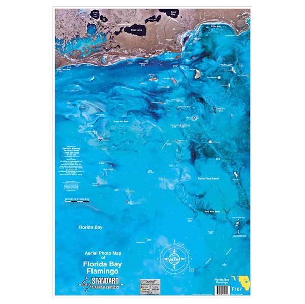 Standard Map Laminated Fishing Map Flamingo/Florida Bay