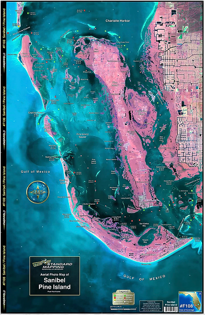 Standard Map Laminated Fishing Map Pine Island/Sanibel