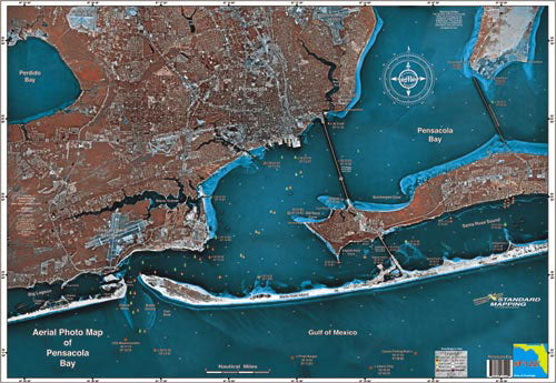 Standard Map Laminated Fishing Map Pensacola