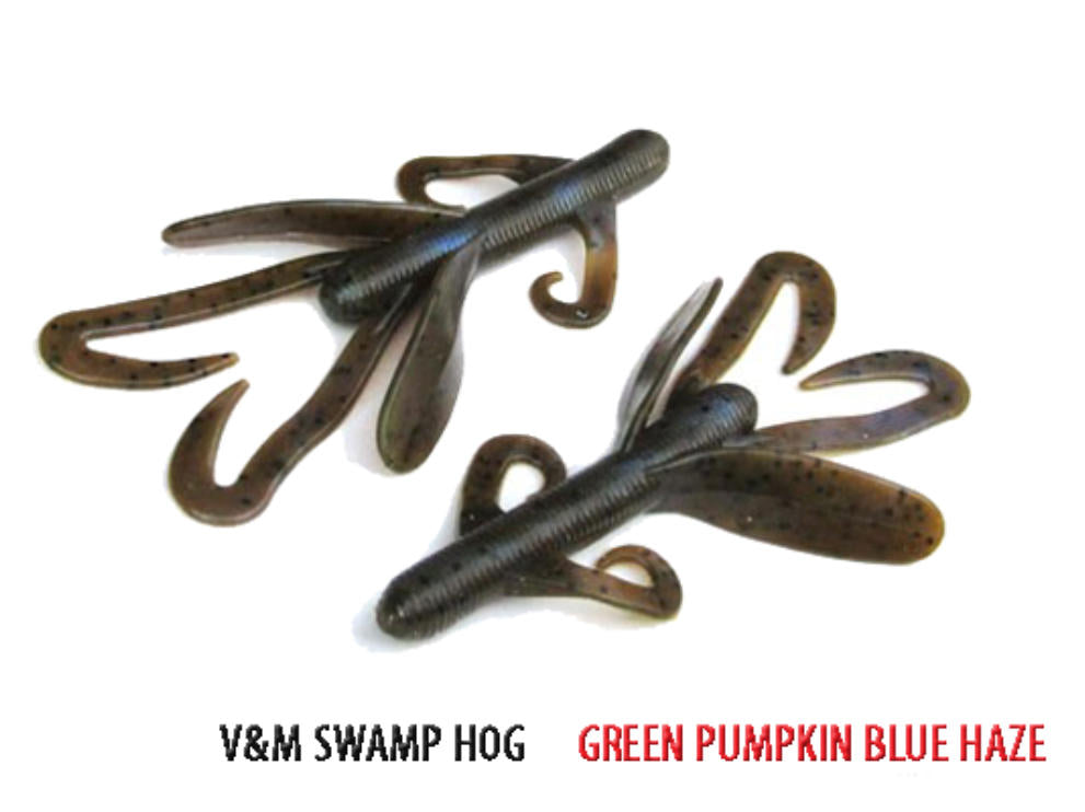 V&M Baits Baby Swamp Hog 3.5In 10Pk Grn Pump/Blue