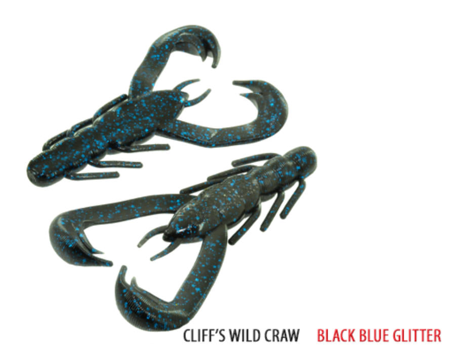 V&M Baits Cliff'S Wild Craw 4In 7Pk Black/Blue Glit